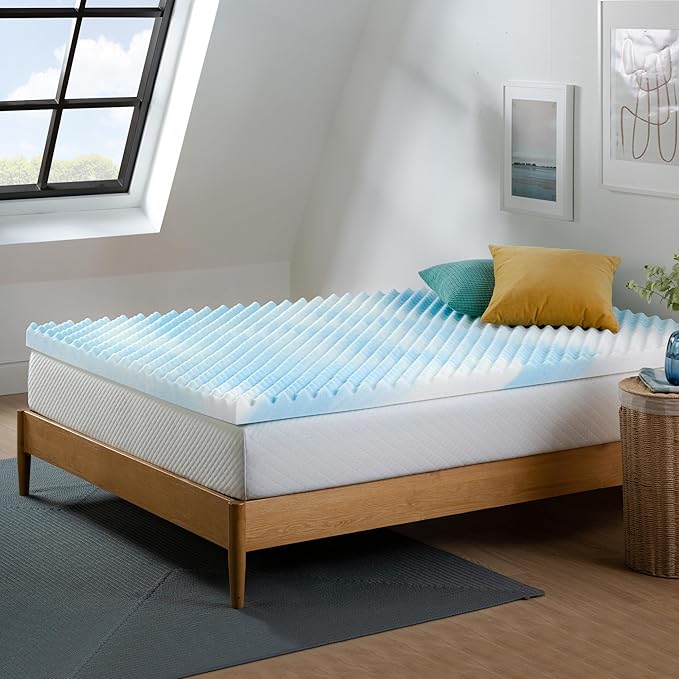 ZINUS 3 Inch Swirl Gel Cooling Memory Foam Mattress Topper, Smaller, More Convenient WonderBox Packaging, Cooling, Airflow Design, CertiPUR-US Certified, Queen
