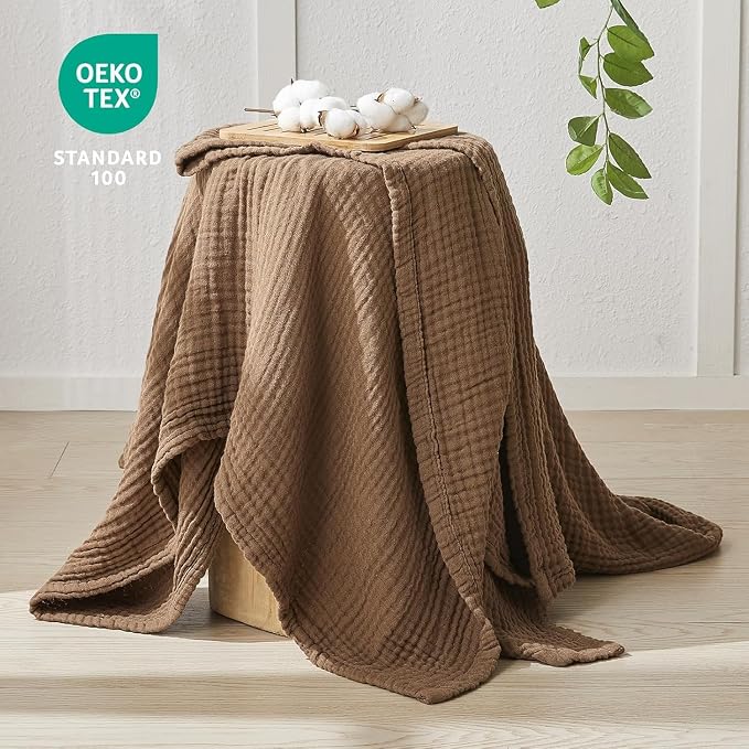 EMME Muslin Blankets for Adults Throw Blanket for Couch Breathable Gauze Soft - Image 2