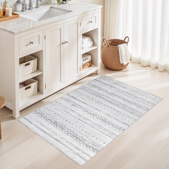 cotiled Washable 3x5 Entryway Rugs: Boho Moroccan Soft Small Rug | Solve Modern - Image 5
