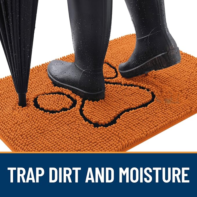 OLANLY Dog Door Mat for Muddy Paws 48x30, Paw Print Design Chenille Mud Mat | - Image 2