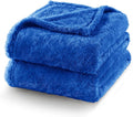 Exclusivo Mezcla Plush Fuzzy Fleece Bed Blanket Queen Size, Super Soft, Fluffy and Warm Blankets Suitable for All Seasons (Cobalt Blue, 90x90 Inches)