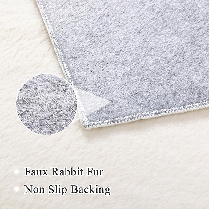 SHACOS Ultra Soft 6x9 Faux Rabbit Fur Area Rugs - Image 2