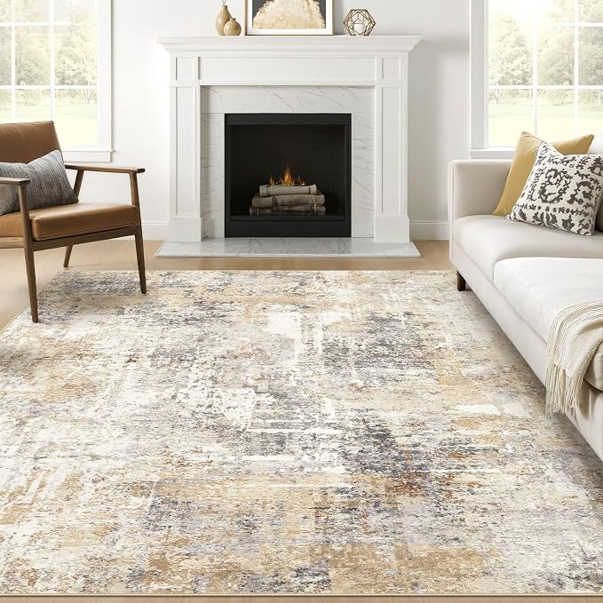 LOONGRUG Square Rug 7x7 Washable Large Neutral Modern Abstract Area Rugs | Soft by LOONGRUG