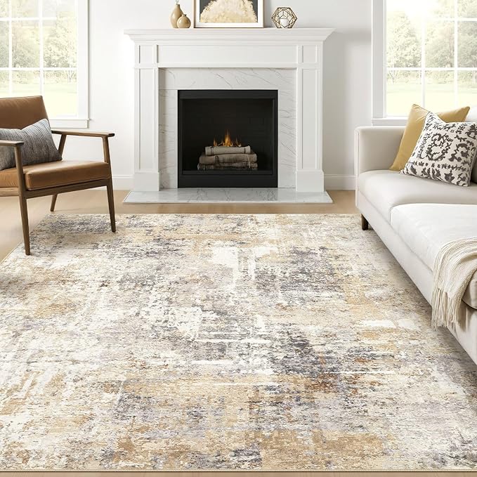 LOONGRUG Square Rug 8x8 Washable Large Neutral Modern Abstract Area Rugs | Soft by LOONGRUG