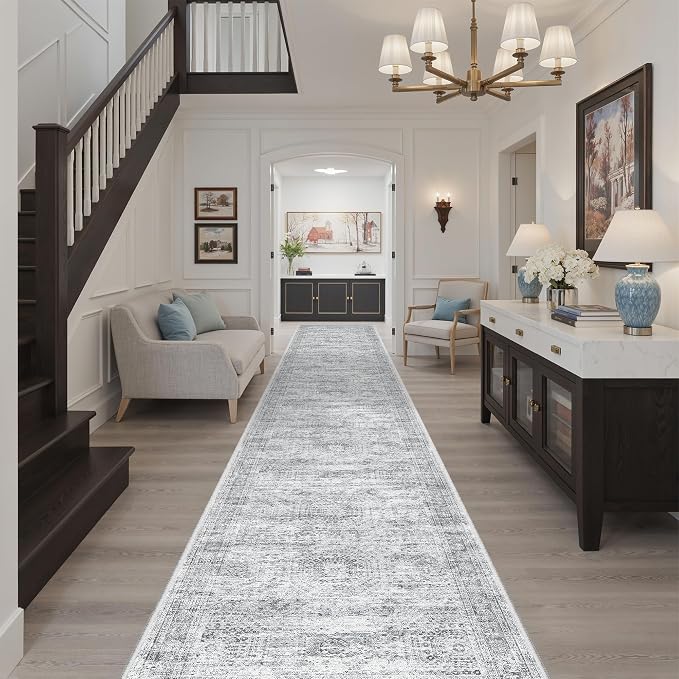 Soalmost Hallway Runner Rug 2'6" x 16' Washable Long Kitchen Rugs Grey | - Image 2