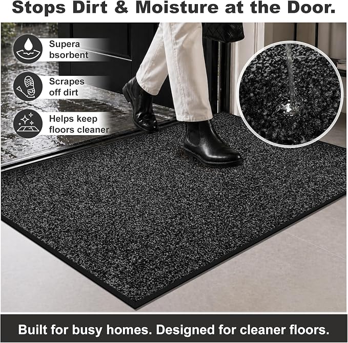 Super Absorbent Front Door Mat, Non-Slip Washable Indoor Doormats, Low Profile - Image 4