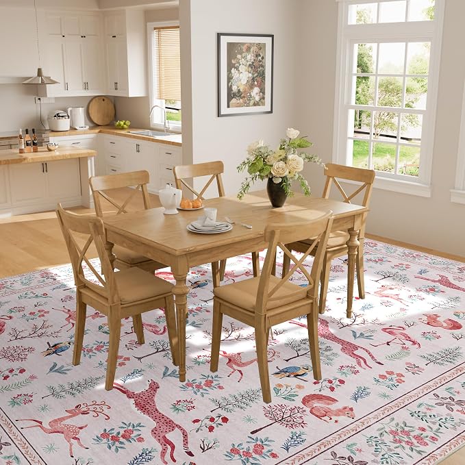 DUKINO 6x9 Area Rug, Washable Animal Living Room Rug Non Slip, Low Pile - Image 6