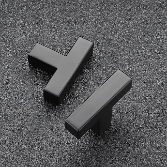 Ravinte 10 Pack Black Cabinet Pulls Single Hole Square Kitchen Cabinet Handles Matte Black Kitchen Hardware for Drawer Pulls Drawer Handles Come with Screwdriver