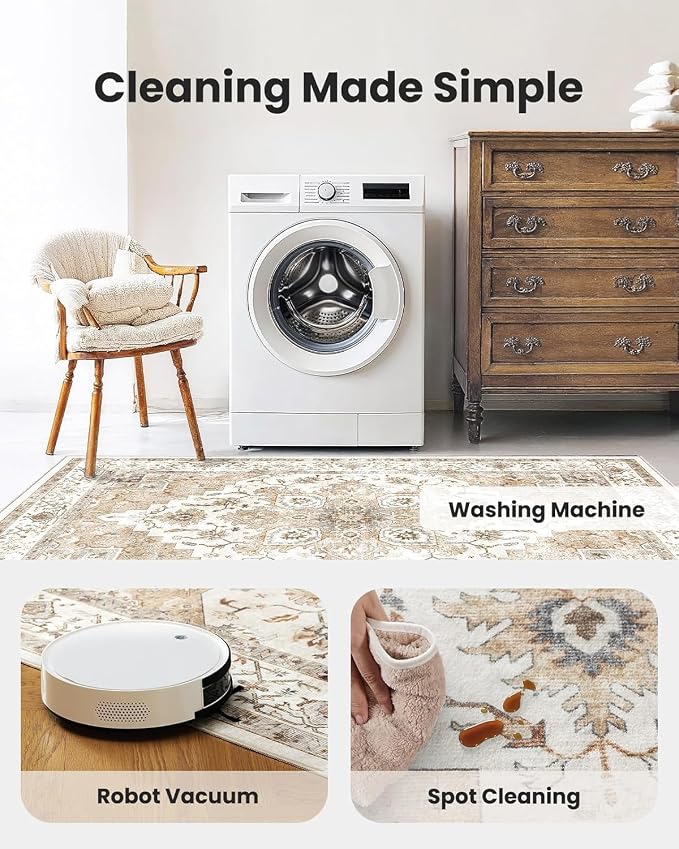 AMADA HOMEFURNISHING 2'6"x8' Washable Area Rug, Low-Profile Entryway Rug - Image 7