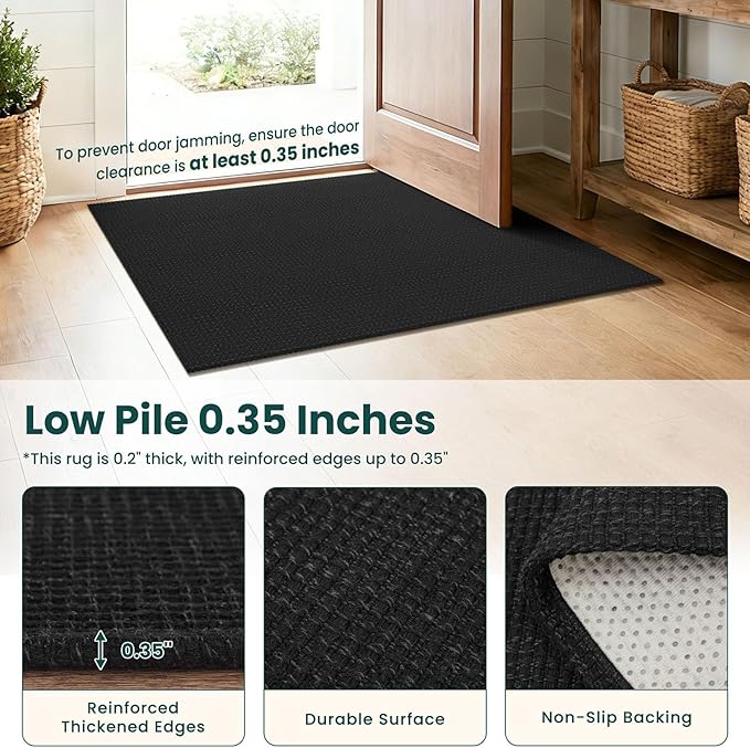KOZYFLY Black 3x6 Washable Runner Rug, Non Slip Wide Runners - Image 4