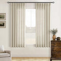 Beige Pinch Pleated Semi Sheer Linen 63 Inch Curtains 2 Panels | by Twodrapes
