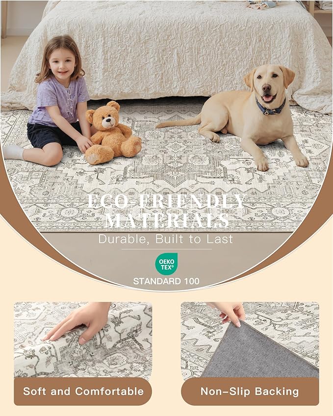 Madane Washable Area Rug 2x3 Small Entryway Rugs Non-Slip, Low Pile Floor Carpet - Image 4