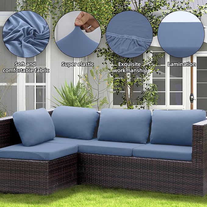12PCS Patio Cushion Covers, Patio Furniture Couch Seat Slipcovers | Washable - Image 3