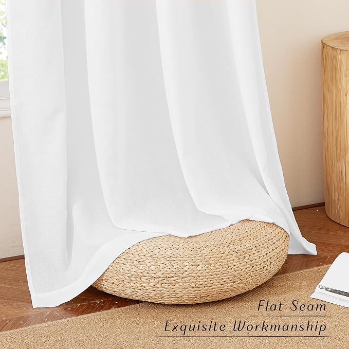 NICETOWN White Linen Curtains 132 inches Long, Grommet Privacy Added Linen - Image 6