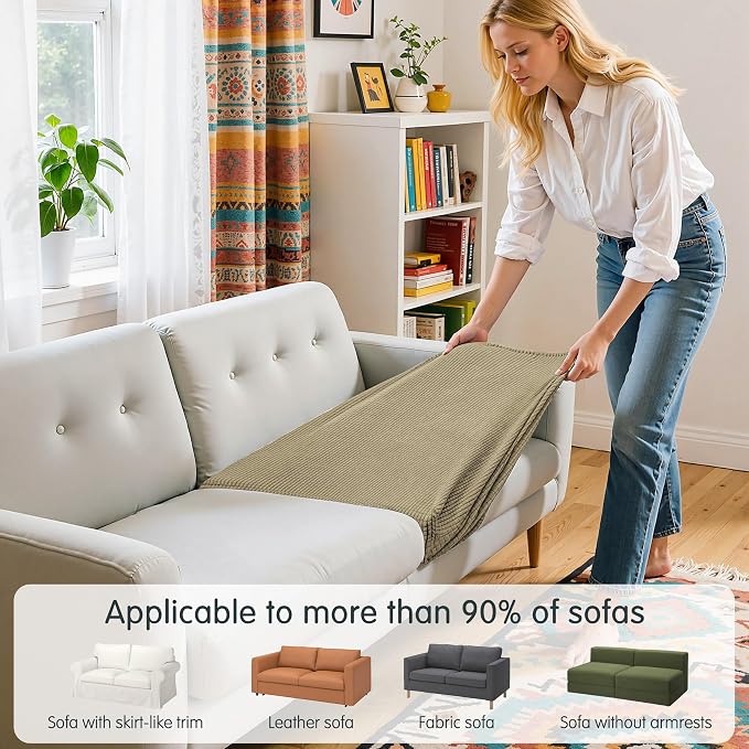 Hokway Stretch Couch Cushion Covers, 2 Piece Individual Sofa Cushion - Image 4