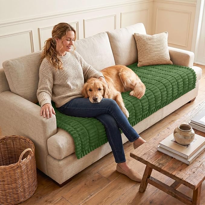 Couch Cover for Dogs, Washable Non Slip Plush Flannel Sofa Protector | Thick - Image 2