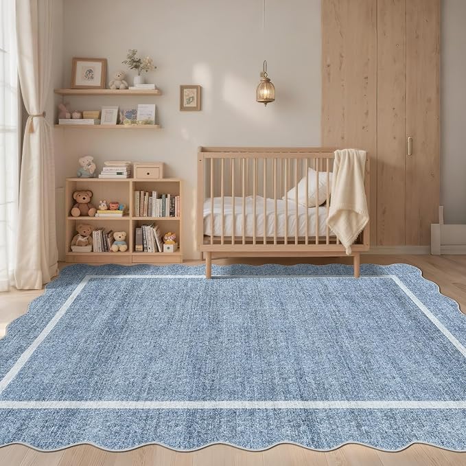 GarveeHome Scalloped Washable Rug 4x6, Non-Slip Entryway Rug, Bordered - Image 3
