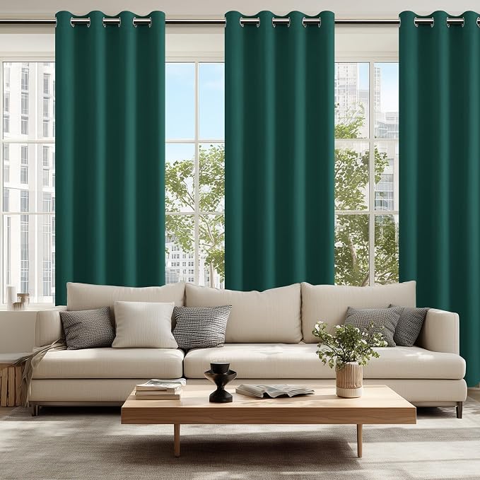 Blackout Curtains for Bedroom, Hunter Green, 52 x 84 Inch, 2 Panels | Thermal - Image 6