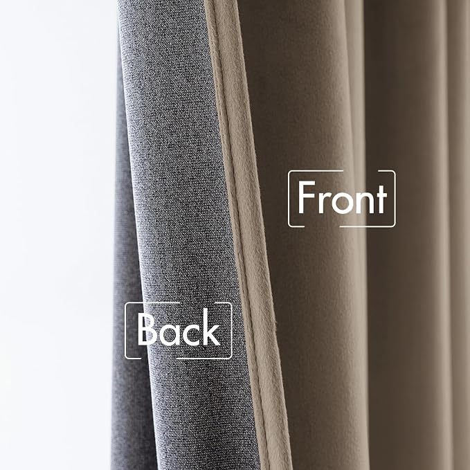 MIULEE Velvet Curtains 52x84 inches 2 Panels Light Taupe Blackout Curtains | - Image 6