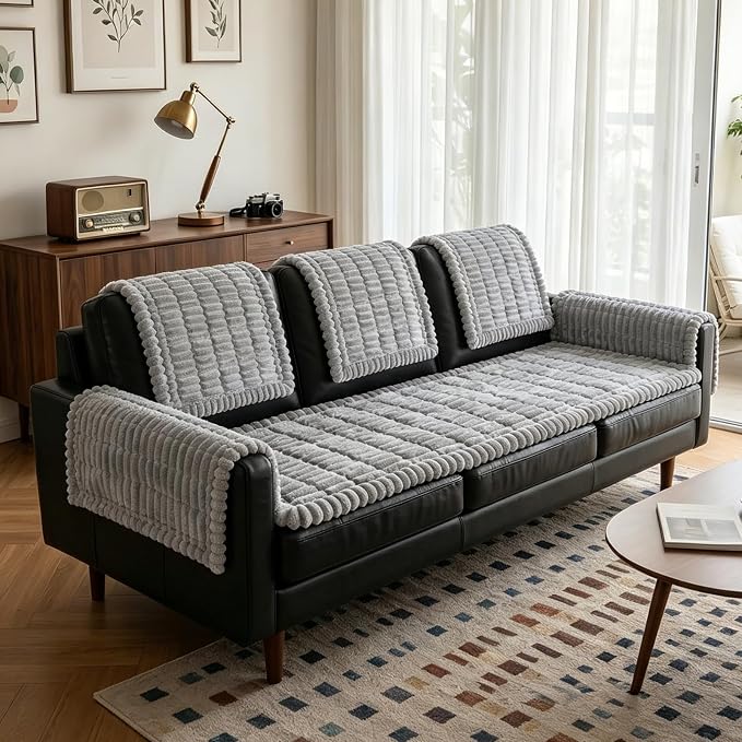 Fixwal Waterproof Flannel Dog Couch Cover, 27.6" x 27.6", Light Gray | - Image 9