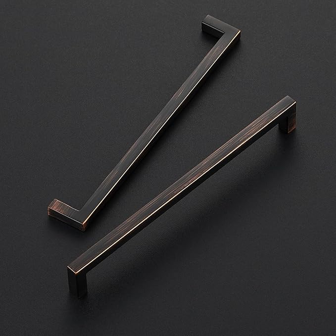 Ravinte 10 Pack Solid Kitchen Cabinet Handles Oil Rubbed Bronze Cabinet Pulls Slim Drawer Pulls with 7-1/2 Inch Hole Center Square Bar Kitchen Cabinet Hardware