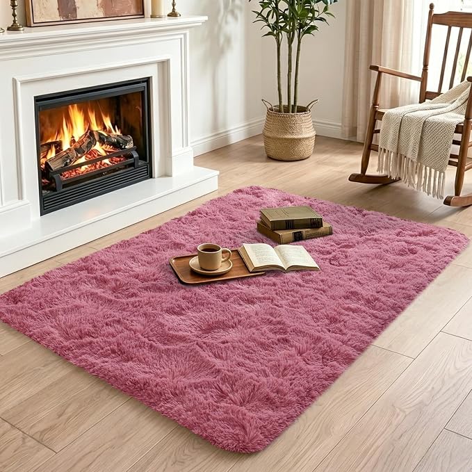 2x3 Blush Fluffy Soft Area Rug Non-Slip - Image 4