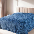 Richave Queen Size Fleece Blanket,Premium Lightweight Anti-Static 90x90 Inches 3D Clouds Stylish Jacquard Velvet Plush Bed Blanket for Queen Full Bed, Tie-dye Stone Blue