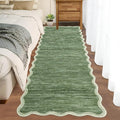 GarveeHome Scalloped Washable Runner Rug 2x6 Runner Abstract Modern Green | by GarveeHome