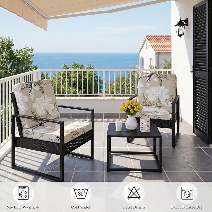 CALBODE 12Pcs Outdoor Stretch Cushion Covers, Waterproof Outdoor Chair Floral - Image 7