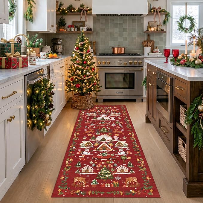 Christmas Runner Rug 2x5 for Hallway by HYHAOYUNLAI