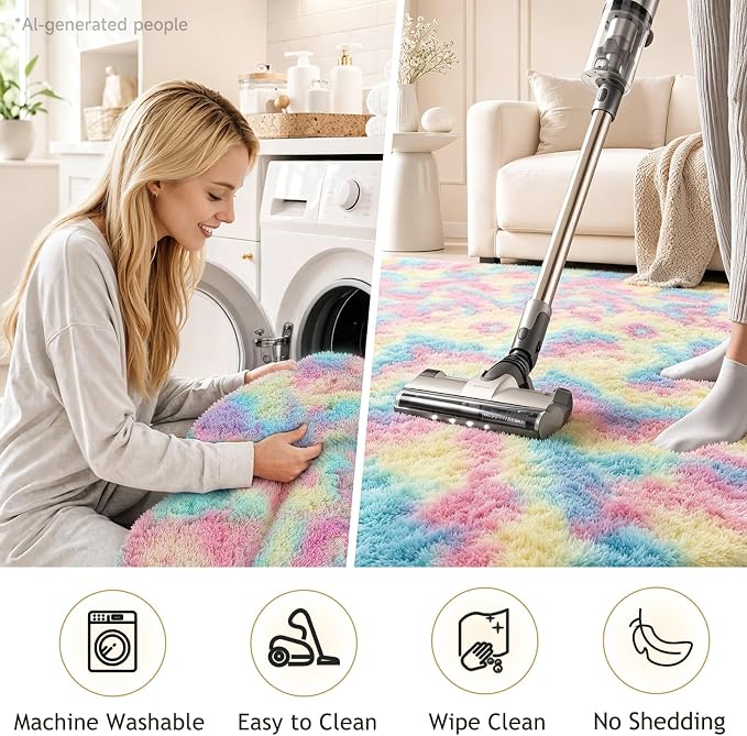 Ophanie Area Rugs for Bedroom Living Room, Color Rainbow, Size 6' x 9' - Image 6