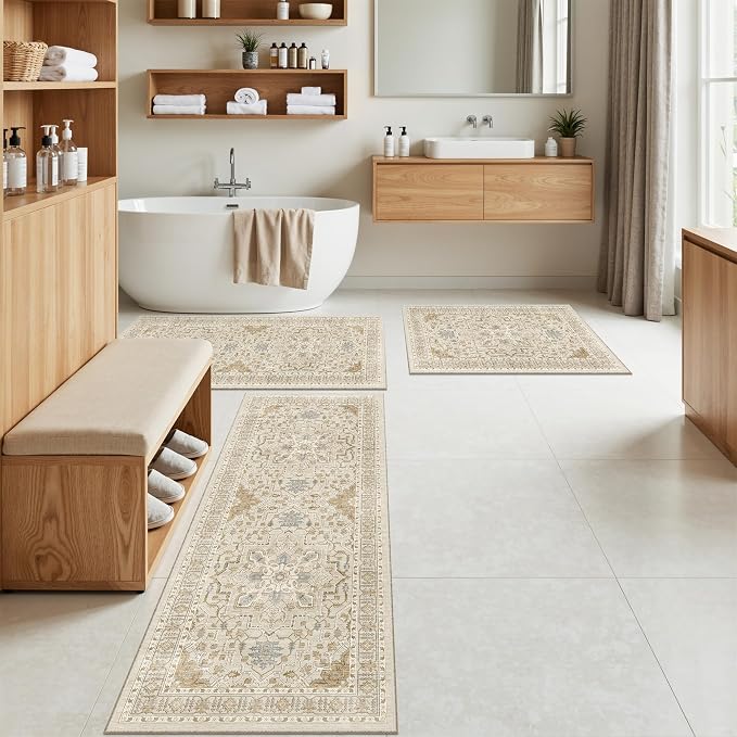 Madane Washable Kitchen Rug Set of 3 Small Area Rugs Non-Slip - Image 3