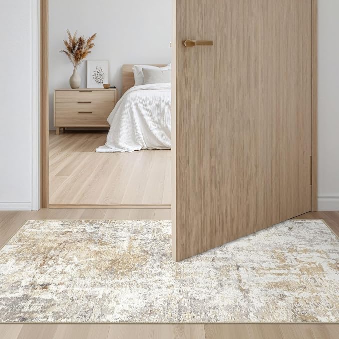 LOONGRUG Runner Rug 2x4 Washable Non-Slip Neutral Modern Abstract Rug | Soft - Image 4