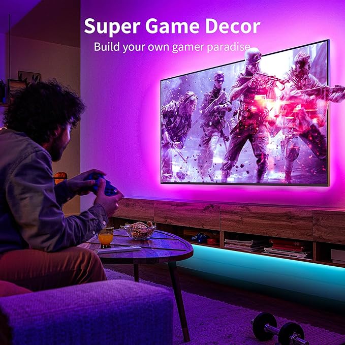 KSIPZE LED Lights for TV, 13ft TV led Backlight for 32-65Inch TVs RGB TV Backlight Behind Music Sync Bluetooth APP & Button Control TV LED Strip Lights USB Powered for Bedroom/Gaming