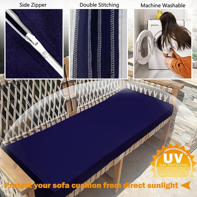 Patio Bench/Swing Cushion Cover, Patio Cushion Seat Slicovers - Image 3