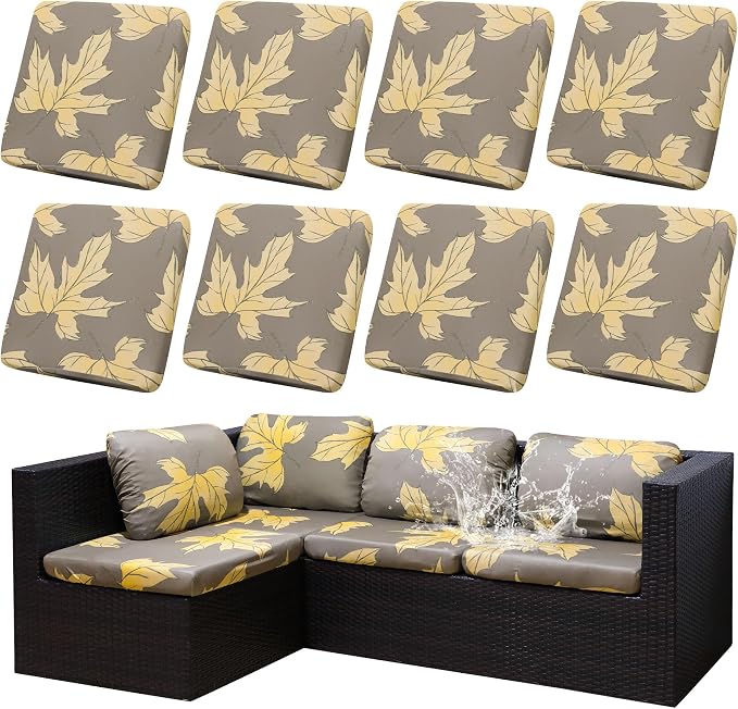 8Pcs Outdoor Cushion Covers, Elastic Patio Cushion Covers | Washable, by dreahoteztil