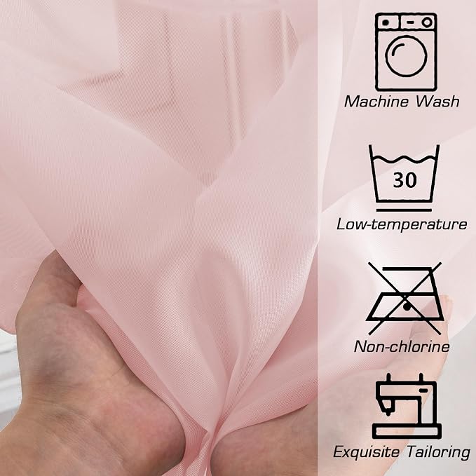 Simplebrand Blush Sheer Curtains 96 Inches Long, Light Filtering Light Purple - Image 7
