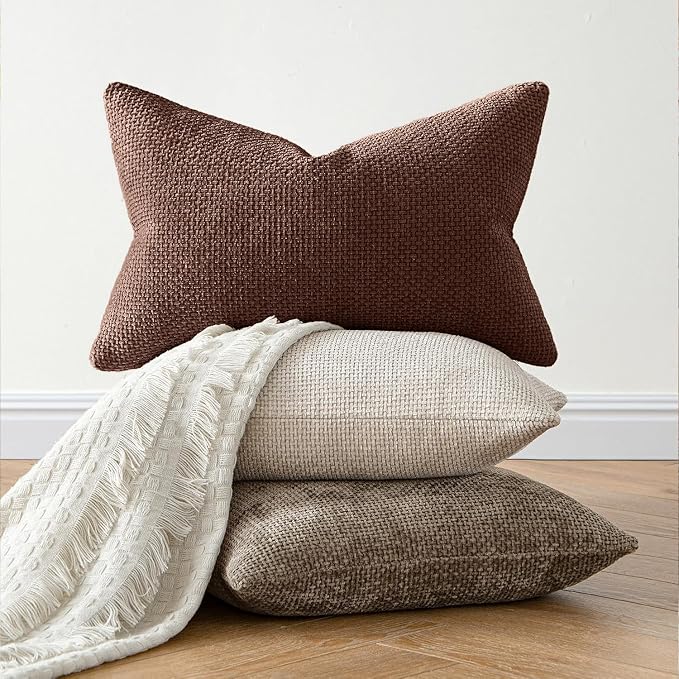 MIULEE Decorative Couch Throw Pillow Covers 18x18 in Red Brown 2 Pack | Modern - Image 6