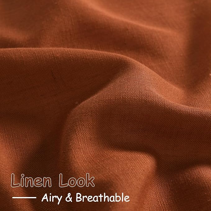 Rust Linen Curtains 96 Inches Long - Image 4