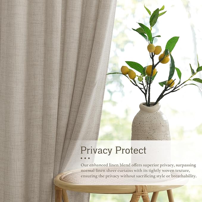 RYB HOME Linen Semi Sheer Curtains - Image 2