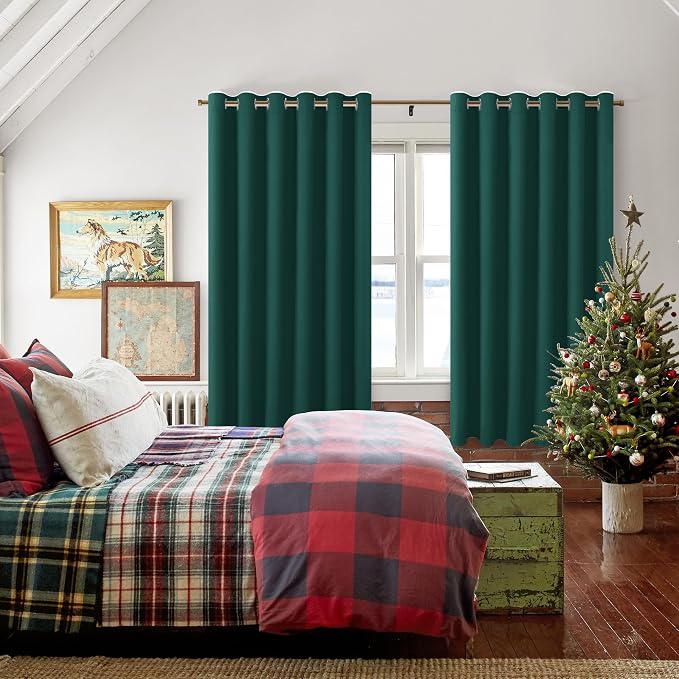 Blackout Curtains for Bedroom, Hunter Green, 70 x 63 Inch, 2 Panels | Thermal - Image 6