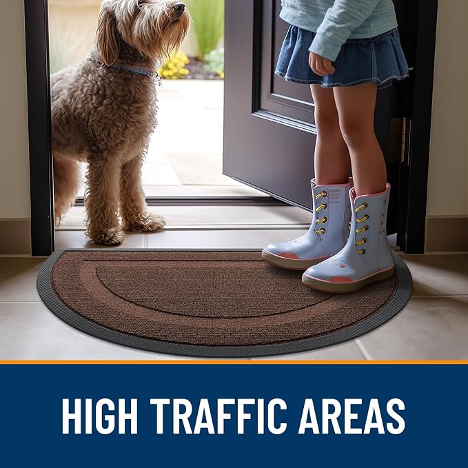 OLANLY Half Circle Front Door Mat Outside 29.5x17 All-Season Rubber Doormat | - Image 7