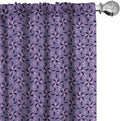 Ambesonne Geometric Curtains, Blossoming Flowers with Birth of Nature Season Theme Spring Summer, Window Treatments 2 Panel Set for Living Room Bedroom, Pair of - 28" x 84", Purple