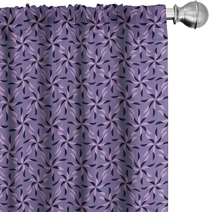 Ambesonne Geometric Curtains, Blossoming Flowers with Birth of Nature Season Theme Spring Summer, Window Treatments 2 Panel Set for Living Room Bedroom, Pair of - 28" x 95", Purple