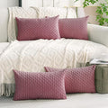 Set of 4 Pink Decorative Throw Pillow Covers 12x20 Inch Corduroy Pillow Covers by Cozoomy