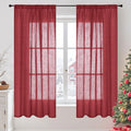 BGment Burgundy Linen Curtains 63 Inches Long by BGment