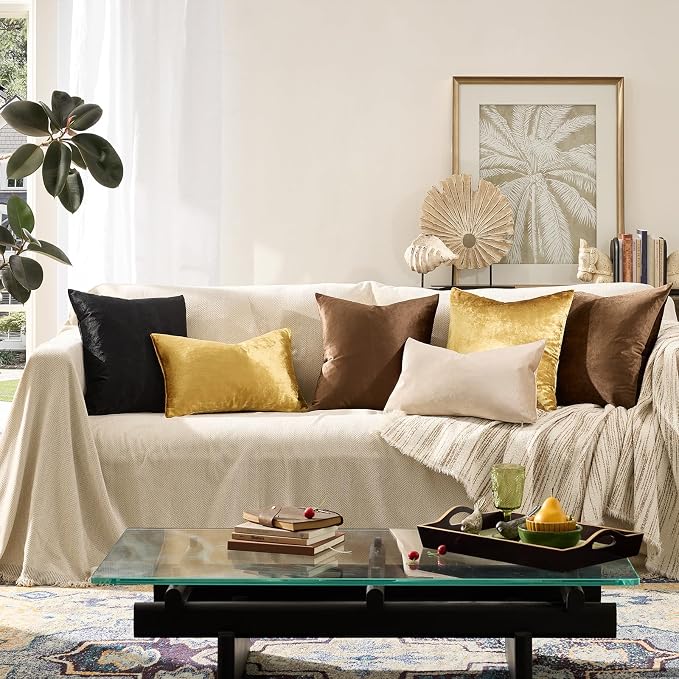 GIGIZAZA Gold Velvet Pillow Covers 24x24 Decorative Pillows Pack of 2 | Throw - Image 6