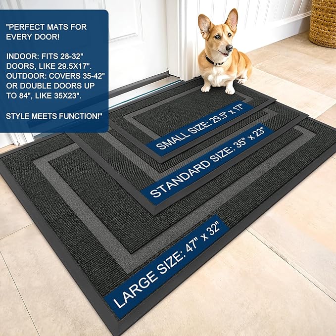 OLANLY Front Door Mat Outside 47x30, All-Season Heavy-Duty Rubber Doormat | - Image 2