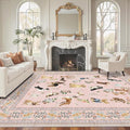 Pink Floral Area Rug 6x9 for Living Room Bedroom | Ultra-Thin; Easy Clean; Non by WelcometoBabovid