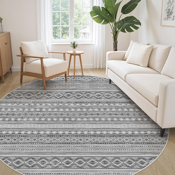 cotiled 8x8 Round Rug 8ft Circle Living Room Boho Area Rugs | Solve Modern - Image 8